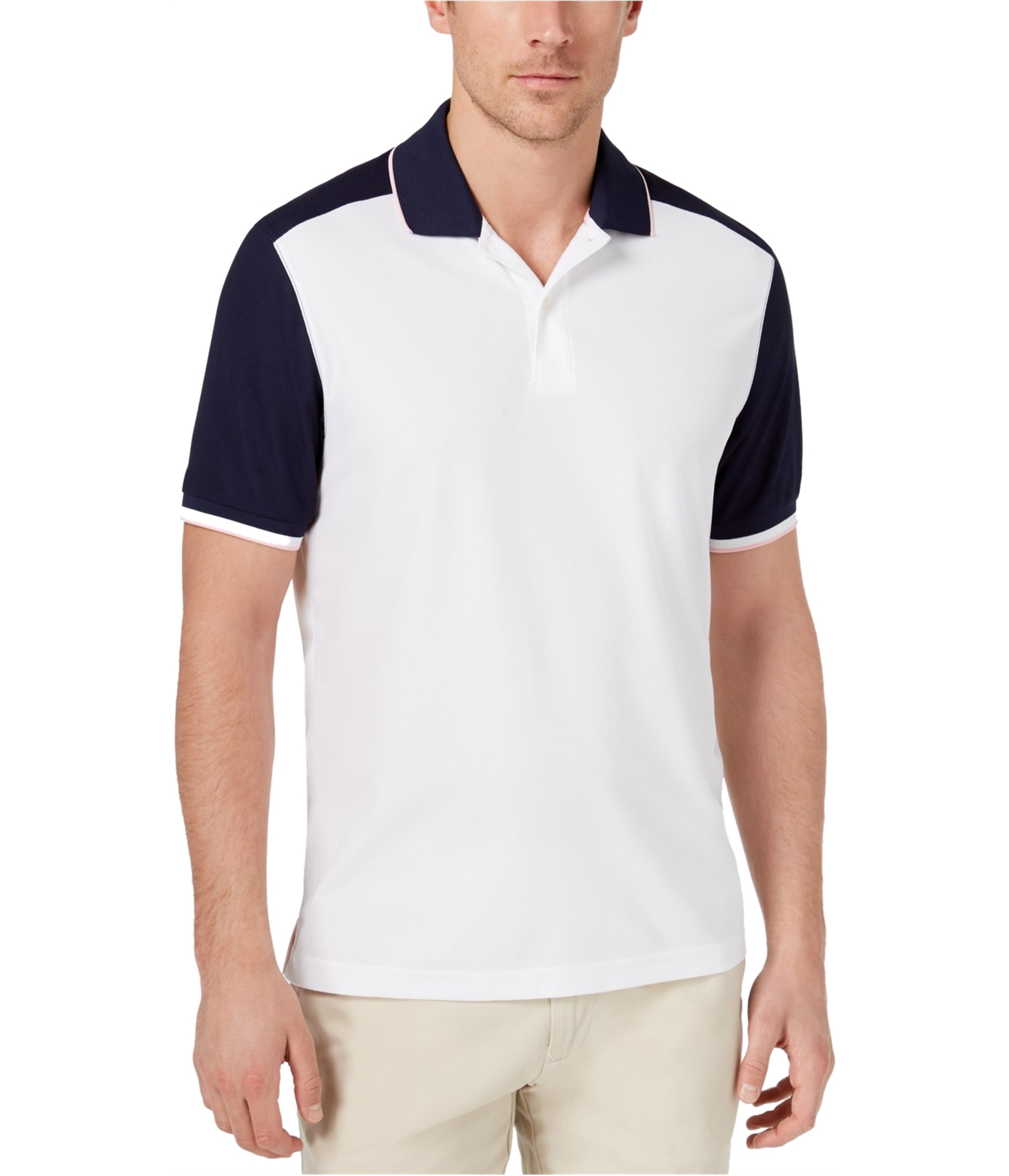 Club Room Mens Performance Rugby Polo Shirt in white