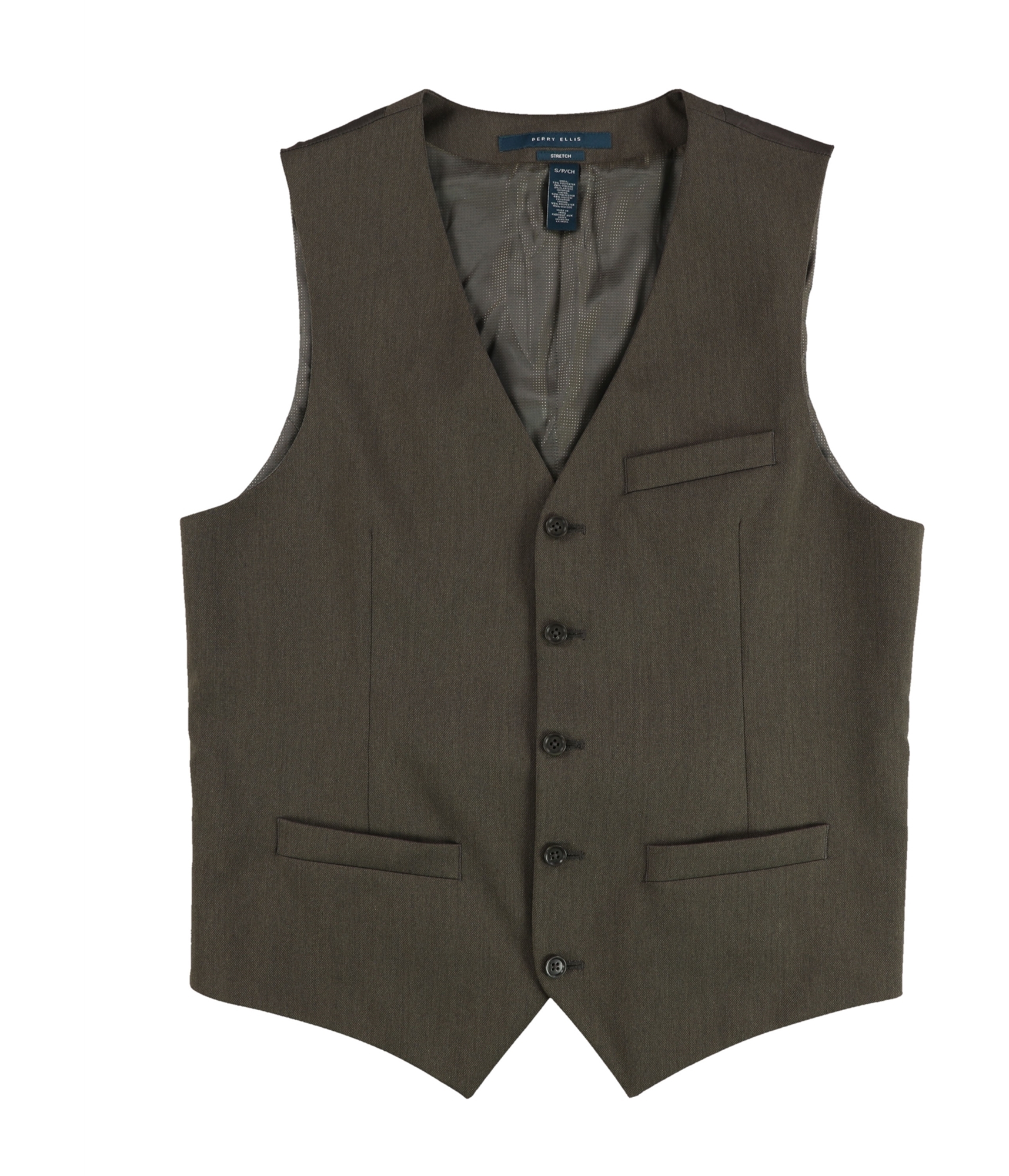 Perry Ellis raindrum brown five button vest