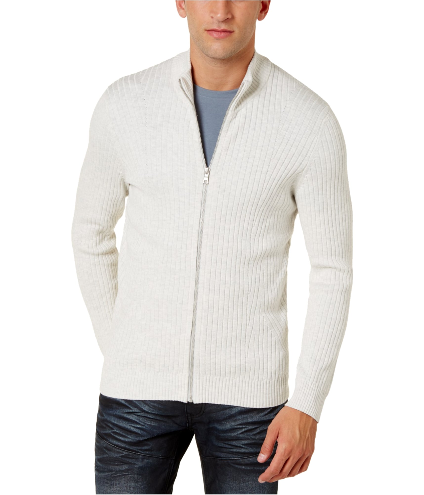 Man-wearing-textured-cardigan-sweater