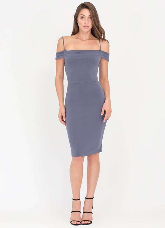 Girl Cold Shoulder Knit Bodycon Dress