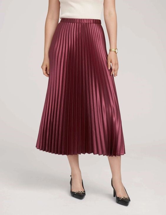 Pull On Pleated Skirt